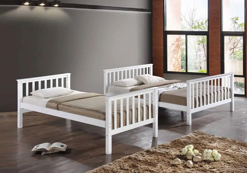 Lit superposé 2+1 places bois blanc pour enfant | Zeno