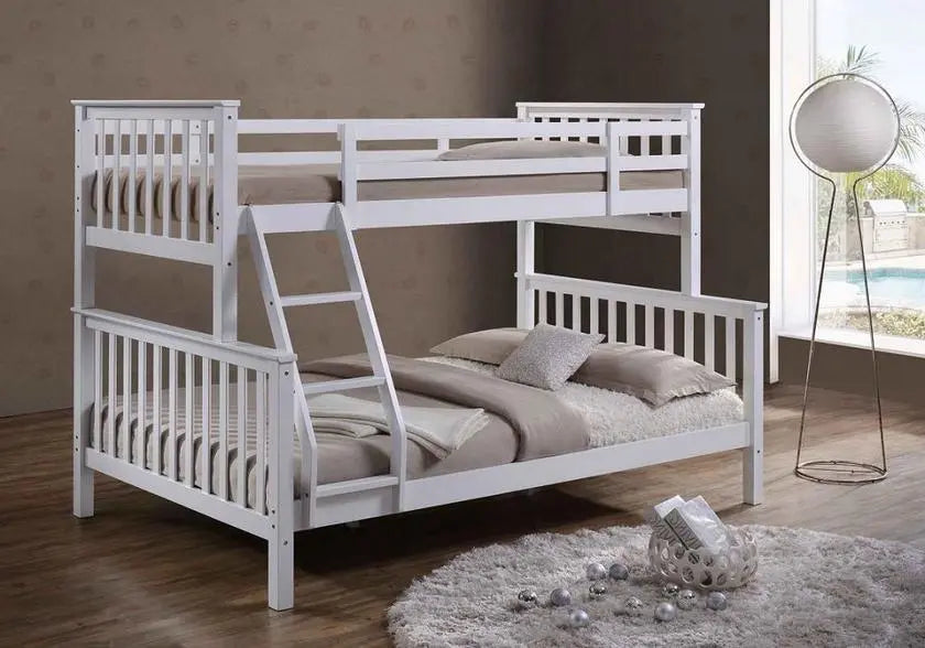 Lit superposé 2+1 places bois blanc pour enfant | Zeno