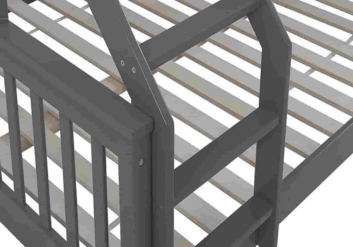 Lit superposé 3 places bois gris pour enfant | Zeno