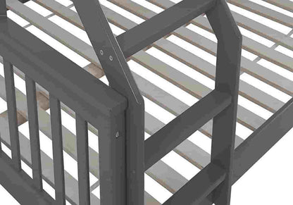 Lit superposé 3 places bois gris pour enfant | Zeno