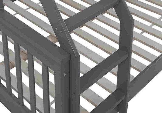 Lit superposé 3 places bois gris pour enfant | Zeno
