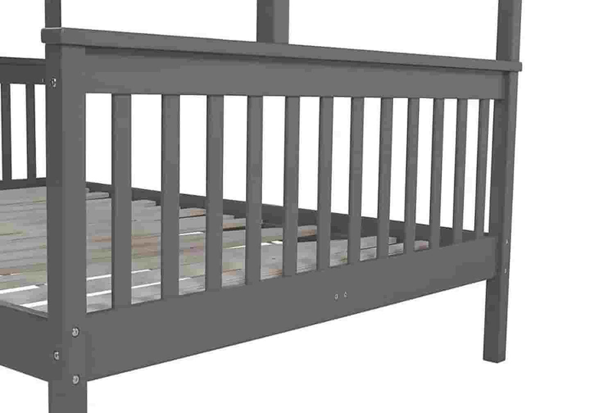 Lit superposé 3 places bois gris pour enfant | Zeno
