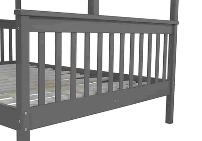 Lit superposé 3 places bois gris pour enfant | Zeno