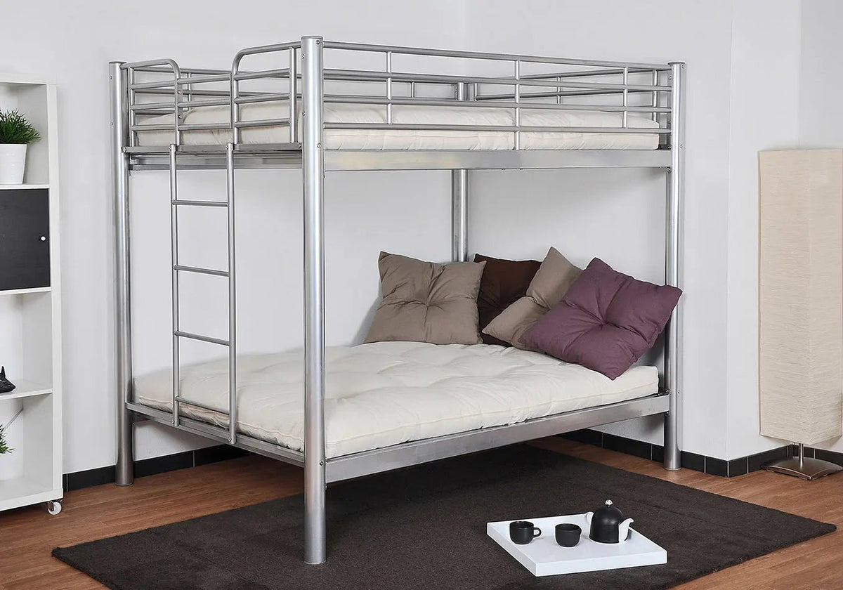 Lit superposé 2x140x190 cm métal gris industriel | Calix