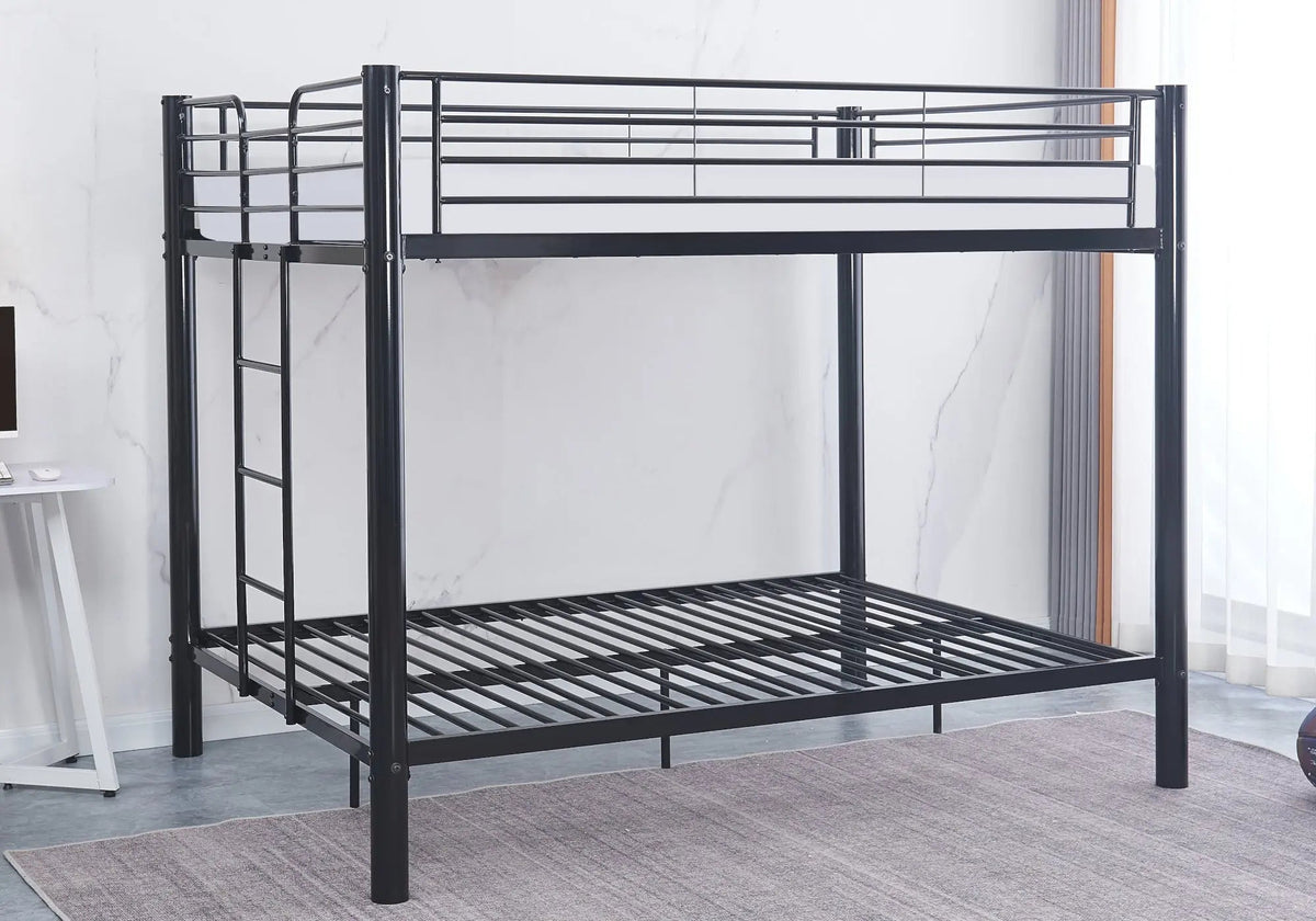Lit superposé 2x140x190 cm noir style industriel | Calix