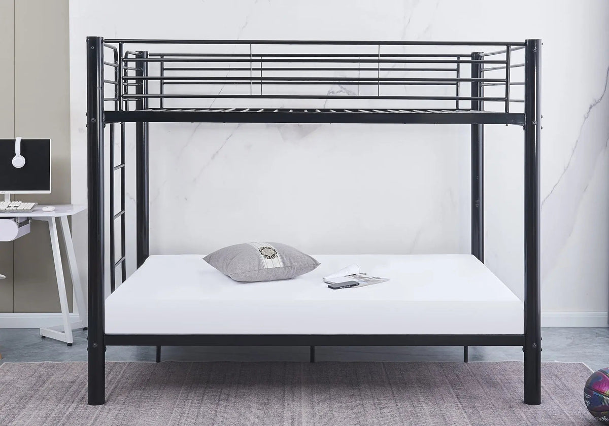 Lit superposé 2x140x190 cm noir style industriel | Calix
