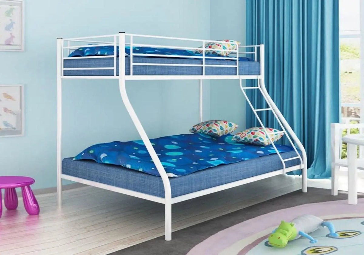 Lit superposé 3 places en métal blanc pour enfant | Soren