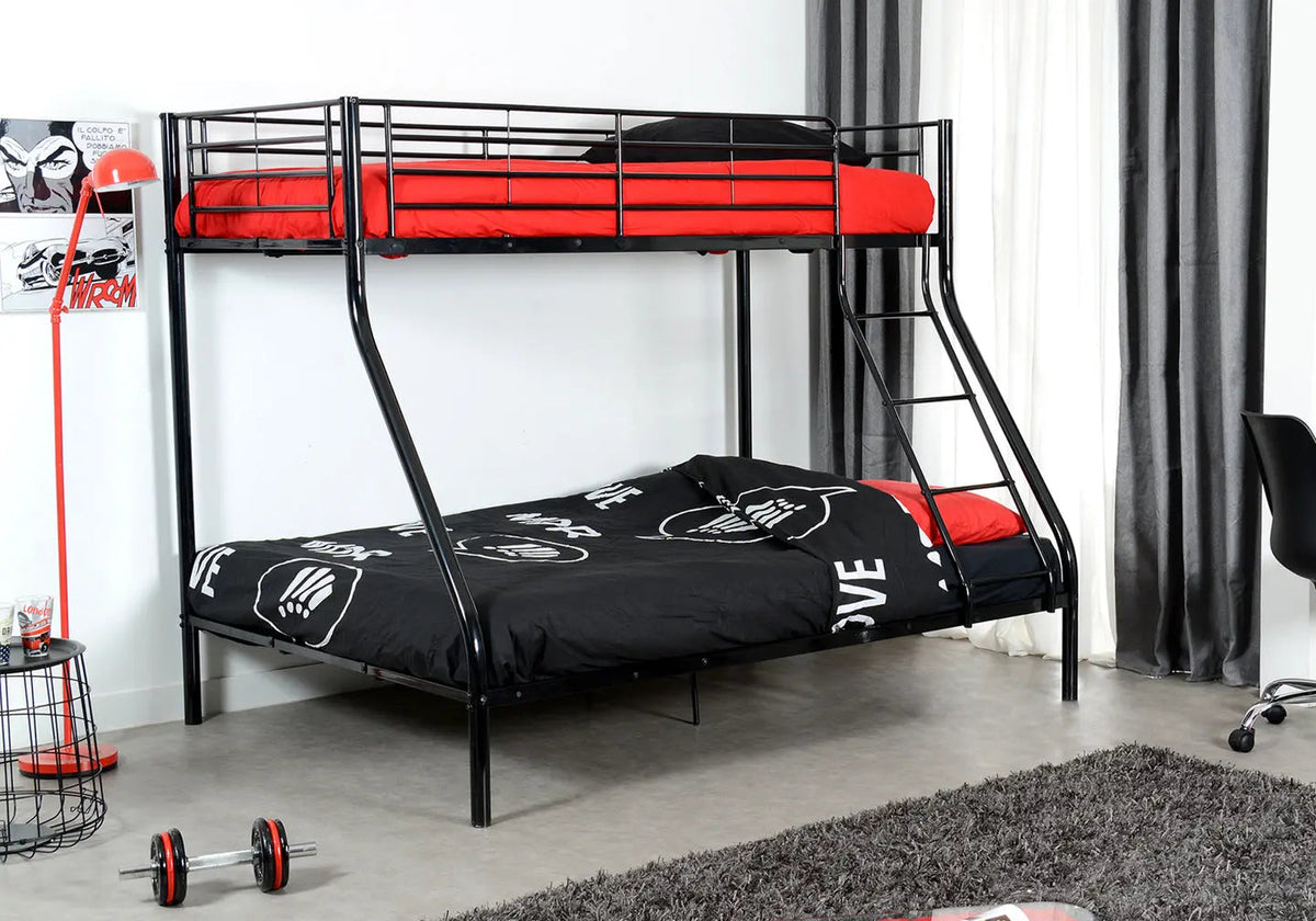 Lit superposé 3 places en métal noir 140x190 cm | Soren