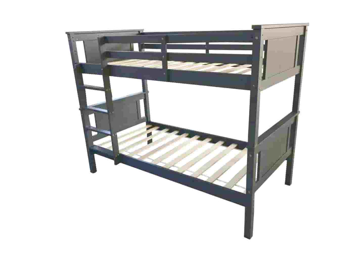Lit superposé bois gris pour chambre d'enfant | Zeno