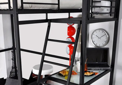 Lit mezzanine noir en métal pour enfant et ado | Zyro