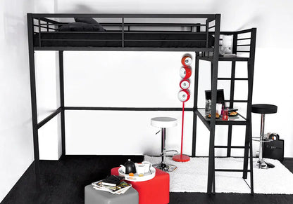 Lit mezzanine noir en métal pour enfant et ado | Zyro