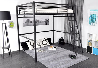 Lit mezzanine noir en métal pour enfant et ado | Zyro