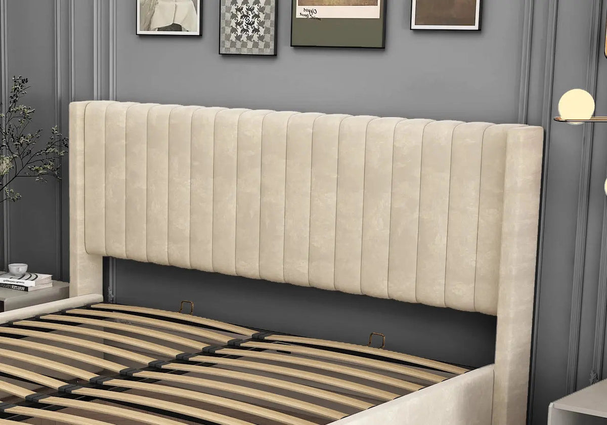 Lit coffre en beige design et confort | Kiro