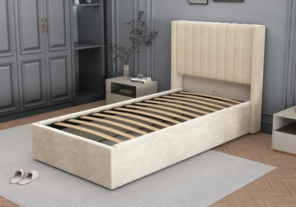 Lit coffre en beige design et confort | Kiro