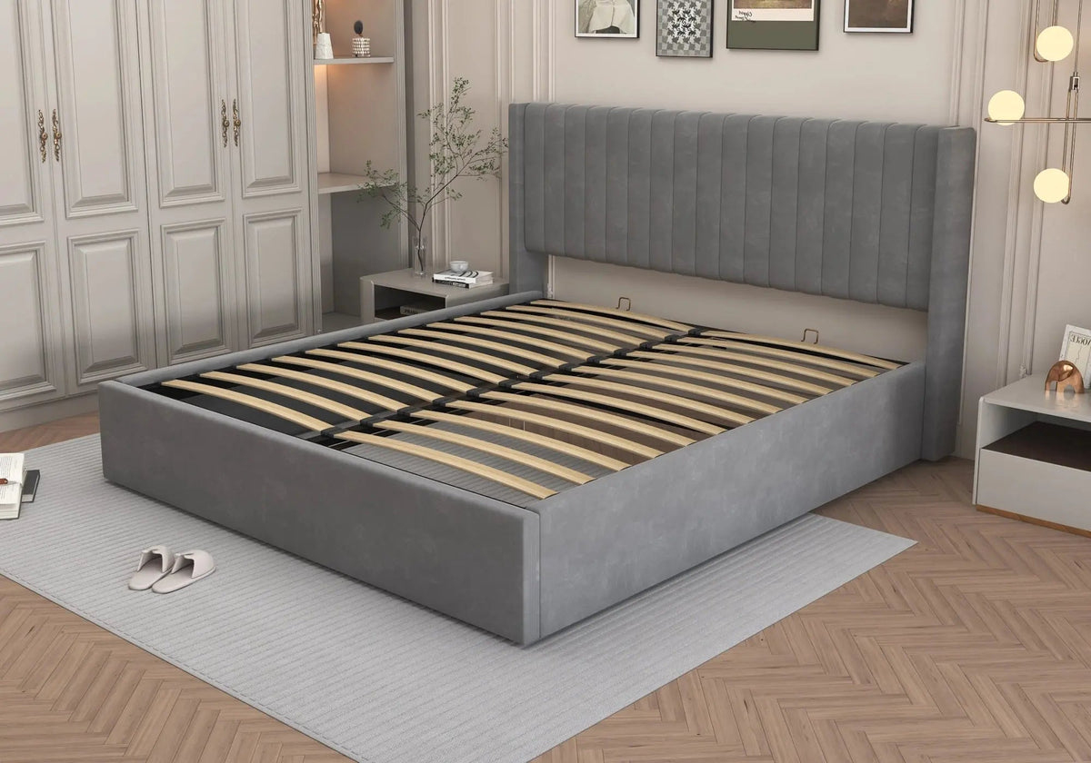 Lit coffre en gris moderne et pratique | Kiro