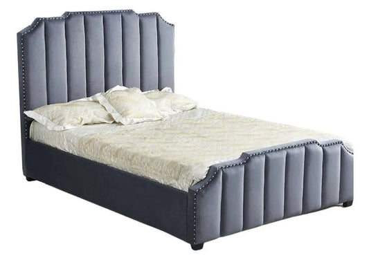 Lit 2 places capitonné en gris chesterfield | Solo