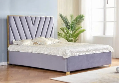 Lit double design en gris et laiton doré | Zyro