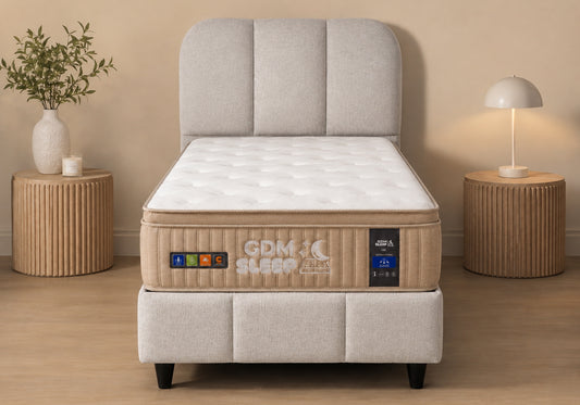 Lit Coffre 90x190 Velours Beige Rangement – Baza