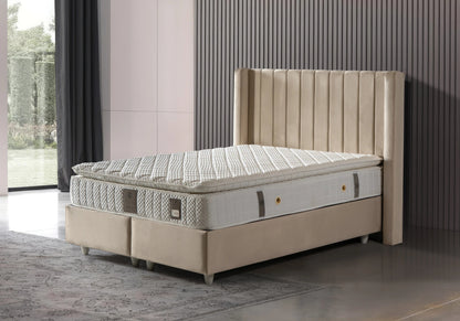 lit coffre 2 places velours taupe tokyo - Vue 1 - KOORIS