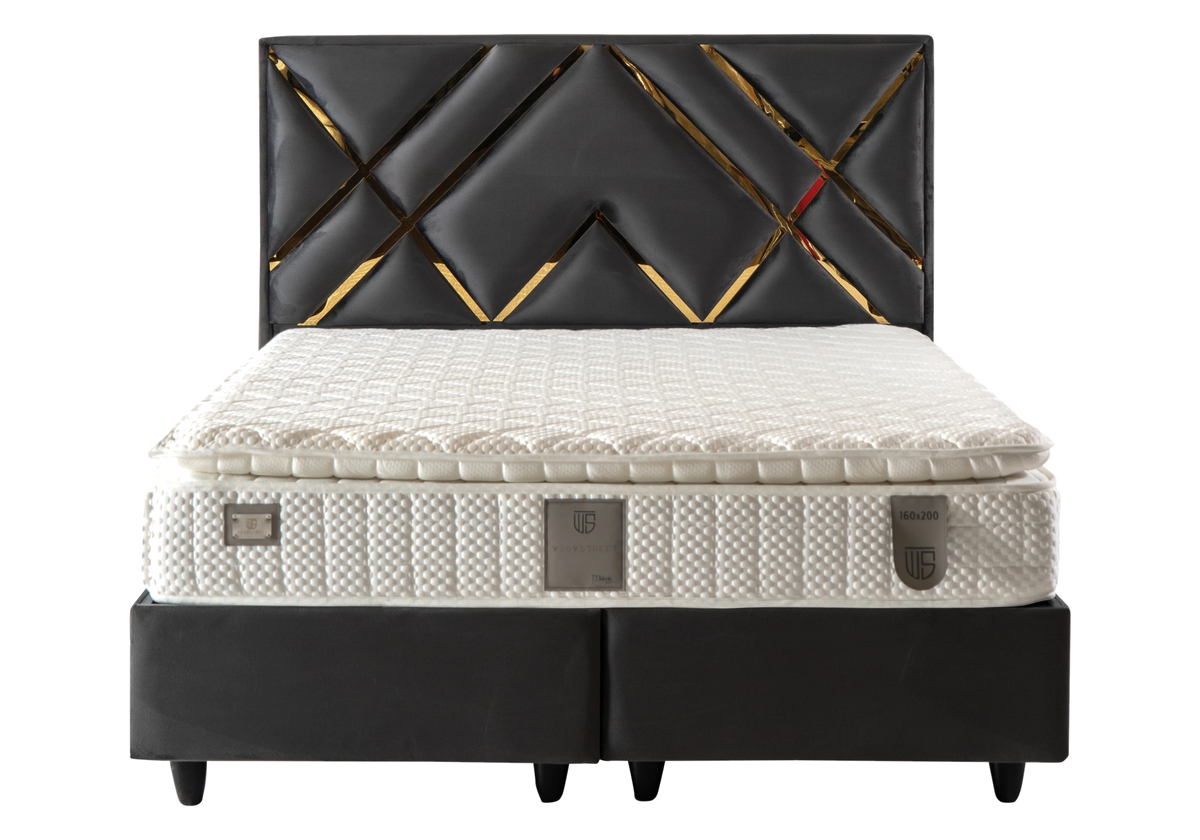 lit coffre velours gris dore toronto - Vue 4 - KOORIS