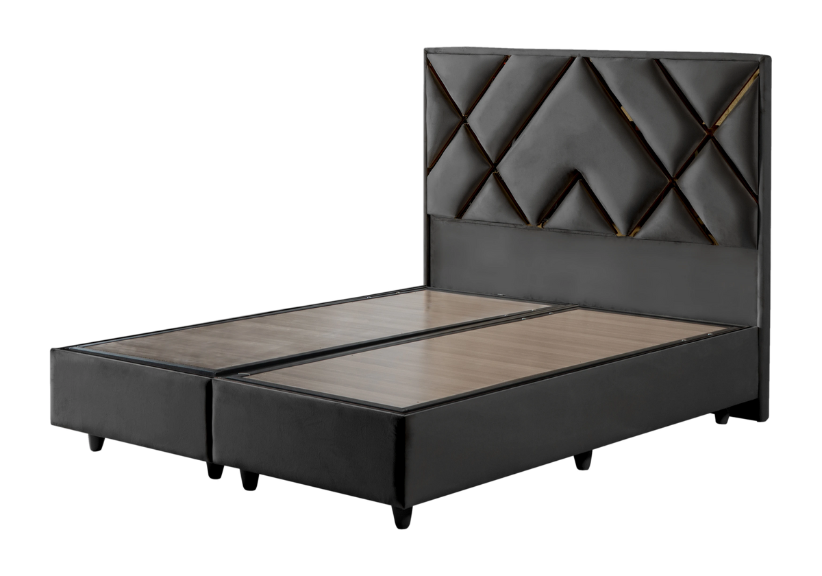 lit coffre velours gris dore toronto - Vue 5 - KOORIS