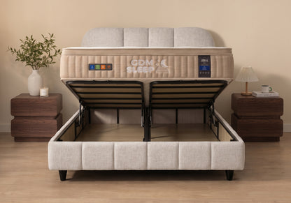 Lit Coffre 90x190 Velours Beige Rangement – Baza