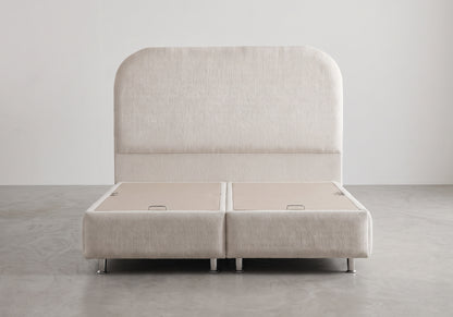 Lit coffre tissu bouclé beige arrondi | Cocon