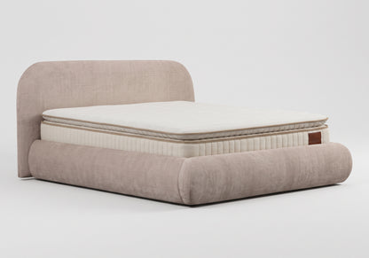 Lit coffre velours taupe design arrondi | Nube