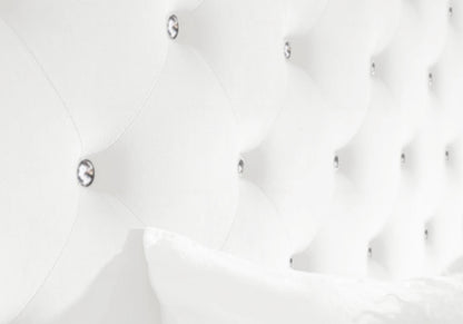 Lit double capitonné velours blanc avec strass | Cora
