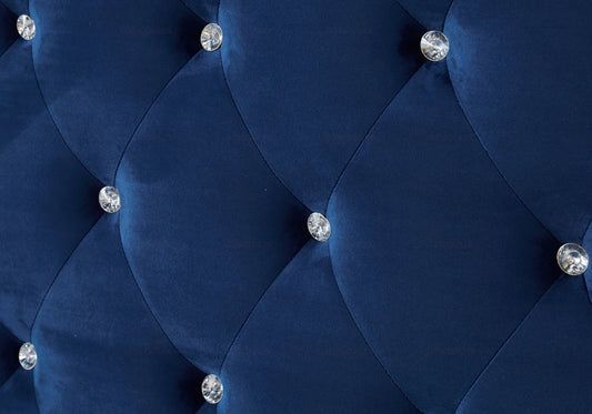 Lit double capitonné en bleu avec strass | Cora