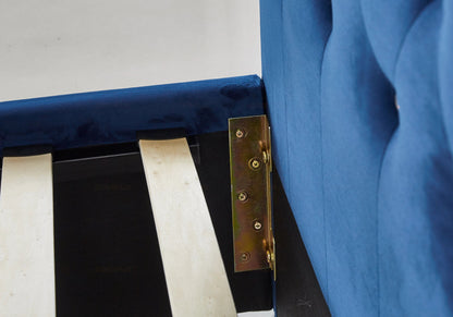 Lit double capitonné en bleu avec strass | Cora