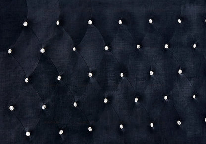 Lit capitonné noir à strass et matelas ressorts | Cora