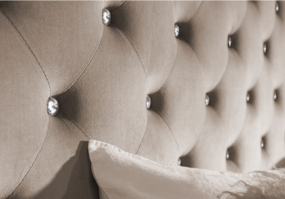 Ensemble lit capitonné taupe et matelas ressorts | Cora