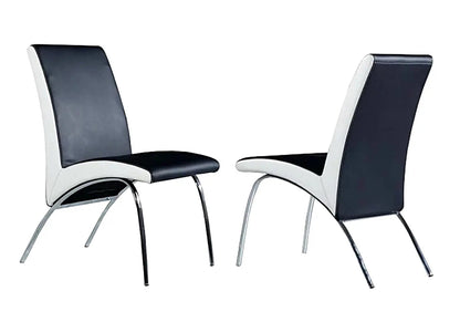Lot de 4 chaises design en métal noir et blanc | Kira