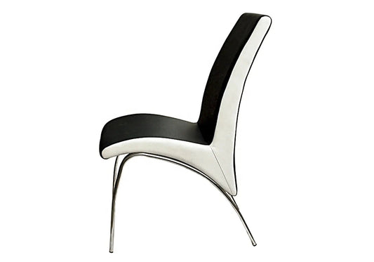 Lot de 4 chaises design en métal noir et blanc | Kira