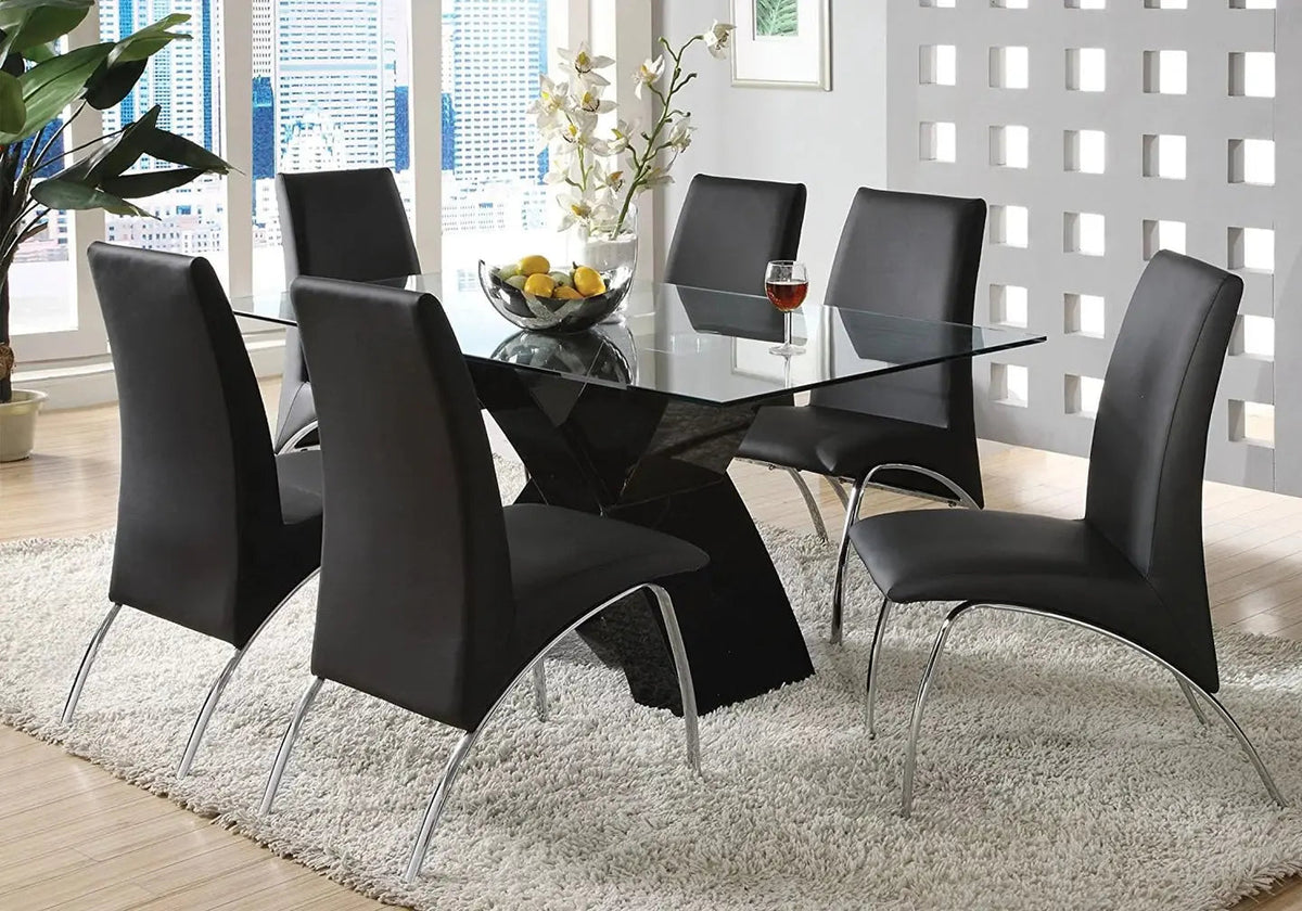 Lot de 4 chaises design en métal noir et blanc | Kira