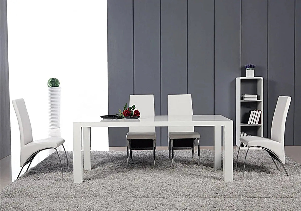 Lot de 4 chaises simili blanc et acier chromé | Kira