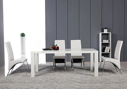 Lot de 4 chaises simili blanc et acier chromé | Kira