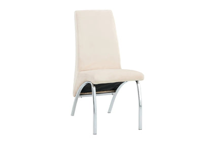 Lot de 4 chaises en beige et métal chromé | Kira