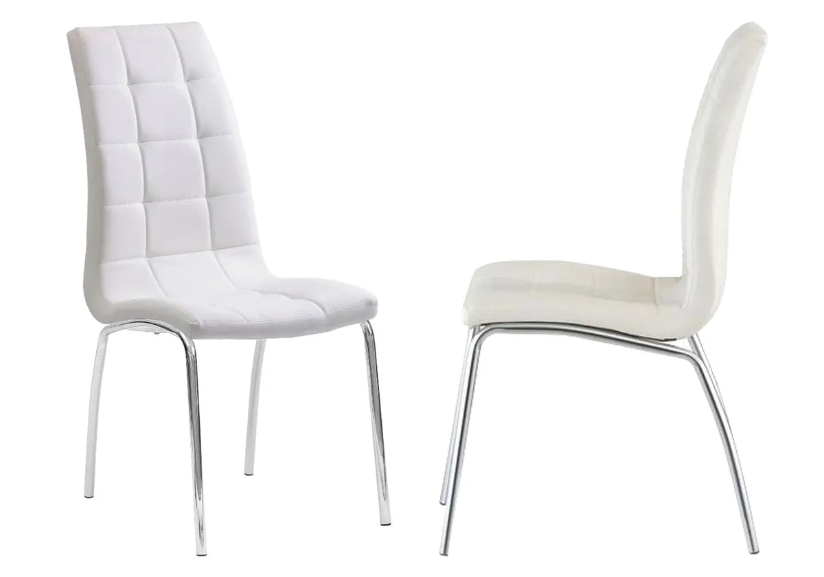 Lot de 6 chaises simili blanc capitonnées | Saga