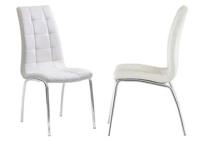 Lot de 6 chaises simili blanc capitonnées | Saga