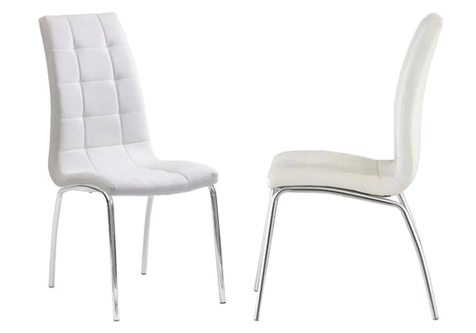 Lot de 6 chaises simili blanc capitonnées | Saga