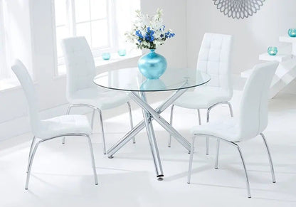 Lot de 6 chaises simili blanc capitonnées | Saga