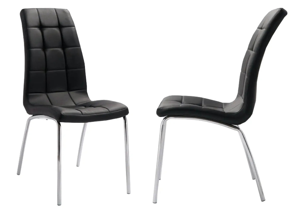 Lot de 6 chaises capitonnées simili noir | Saga