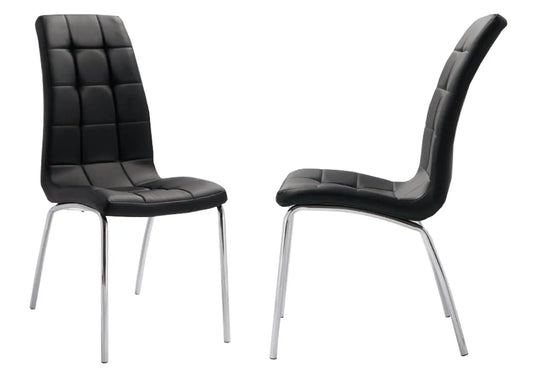 Lot de 6 chaises capitonnées simili noir | Saga