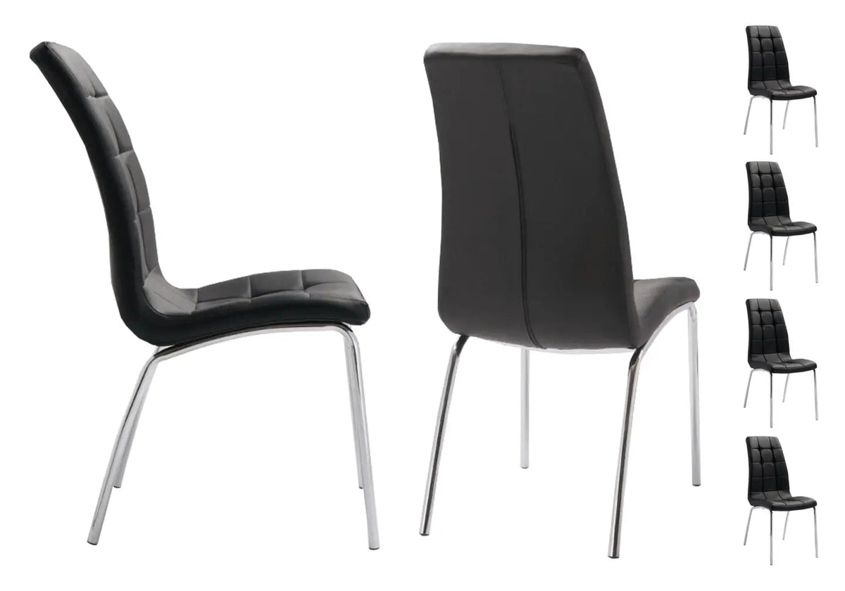 Lot de 6 chaises capitonnées simili noir | Saga