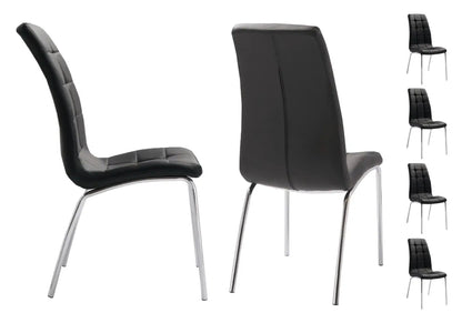 Lot de 6 chaises capitonnées simili noir | Saga