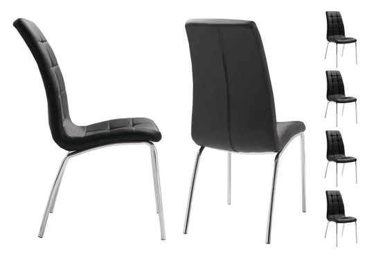 Lot de 6 chaises capitonnées simili noir | Saga