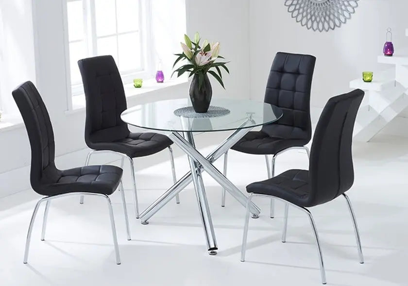 Lot de 6 chaises capitonnées simili noir | Saga