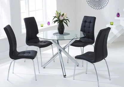 Lot de 6 chaises capitonnées simili noir | Saga